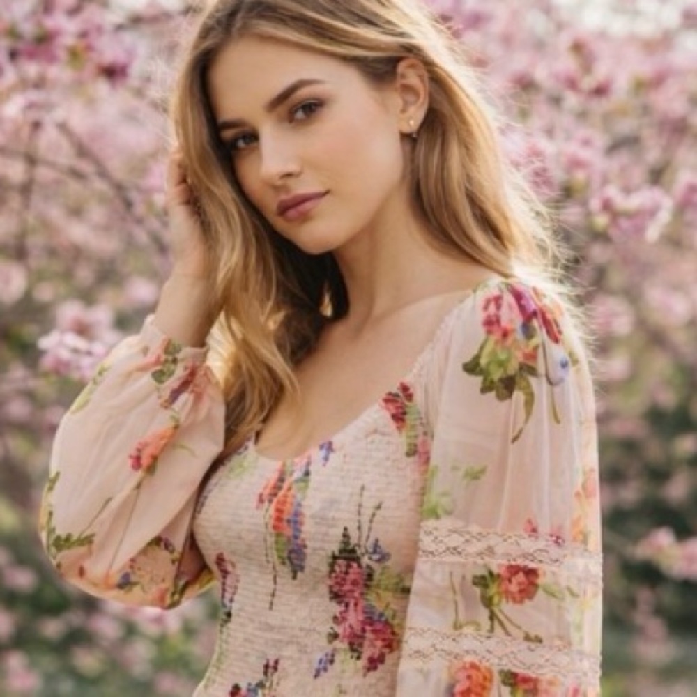 Free People Floral Maxi Dress - Pink and Green too big for me!!!!